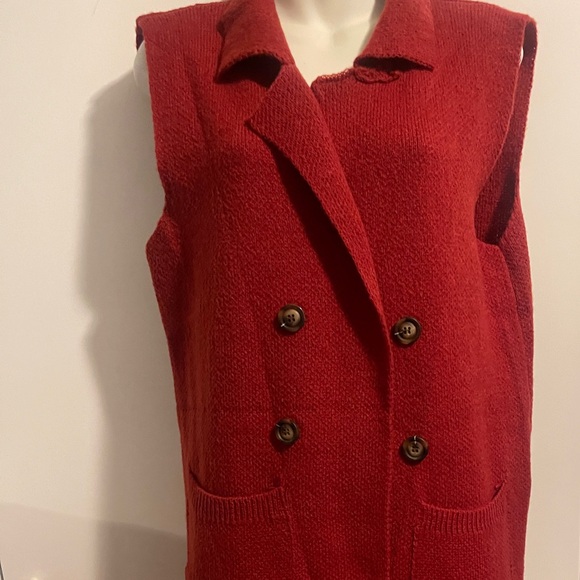 Women's Sleeveless Long Sweater Vest Open Front Knit with Pockets NWOT - Picture 5 of 5